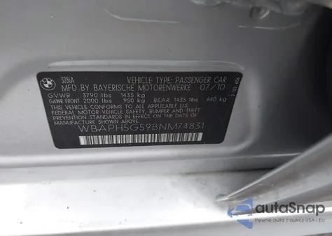 2011 BMW 328I z USA, uszkodzony, nr VIN WBAPH5G59BNM74831